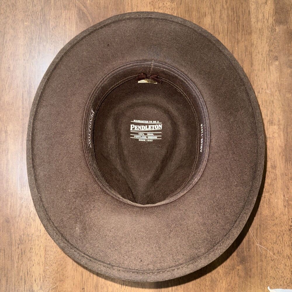 Pendleton AB196-71018 Men’s Wool Felt Outback Fedora Hat Brown Western Cowboy - Picture 5 of 12